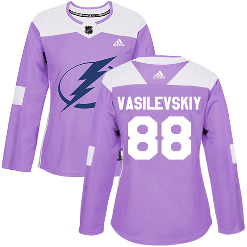 Adidas Lightning #88 Andrei Vasilevskiy Purple Authentic Fights Cancer Women's Stitched NHL Jersey